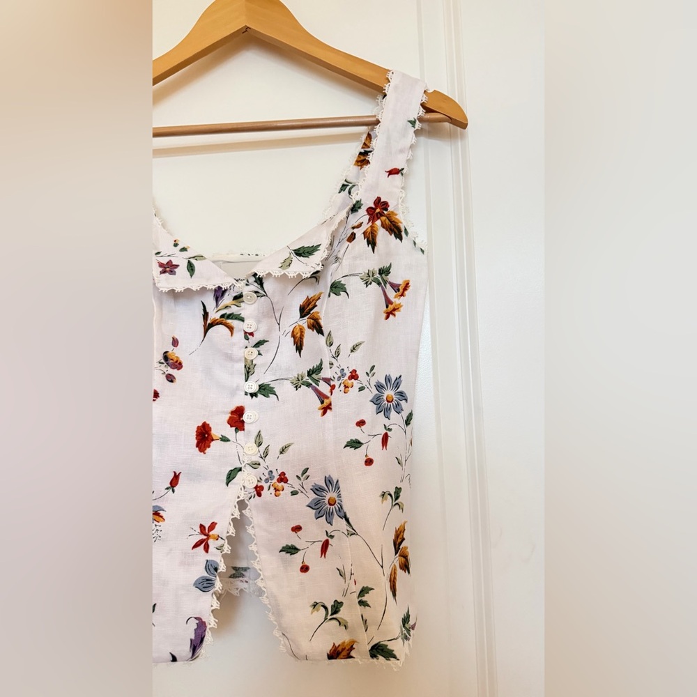 Reformation Viola Linen Top in Corsini. Brand new without tags,  never worn. - Picture 5 of 12